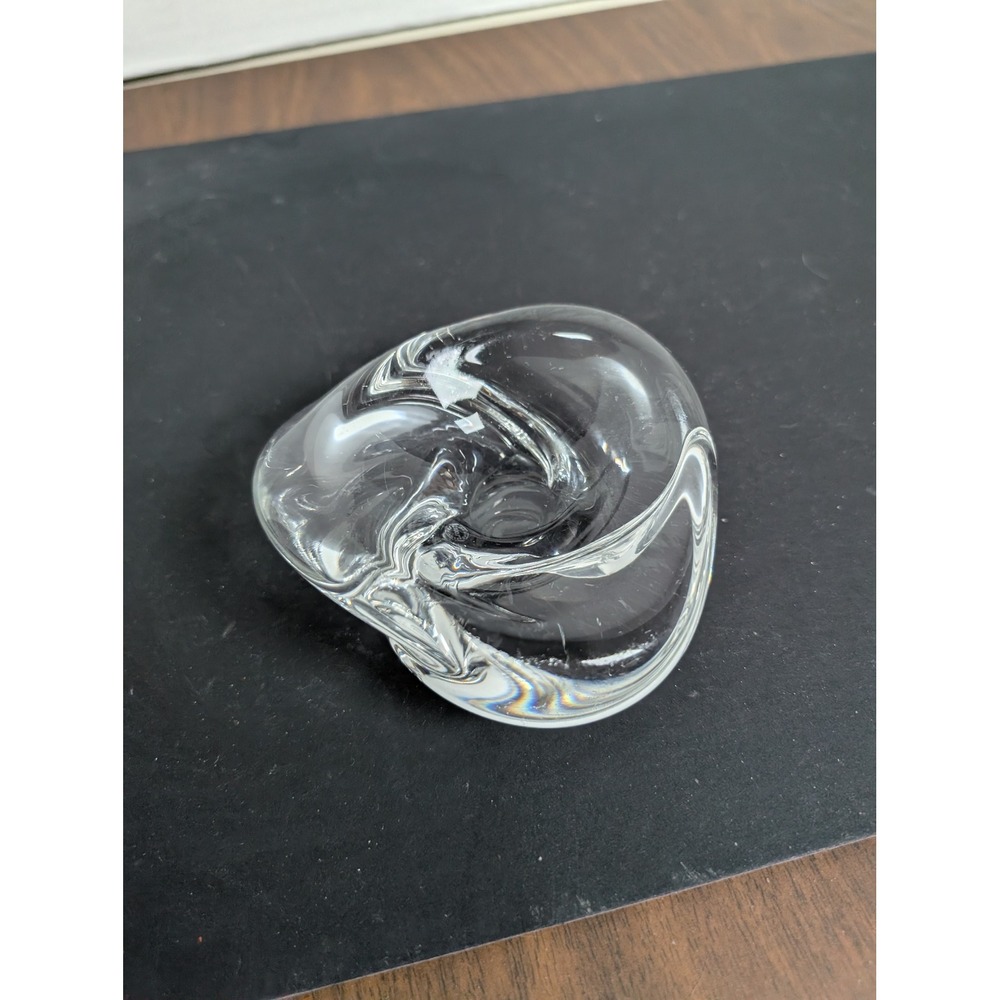Hand Blown Clear Glass Art Dish - Decorative Glass Sculpture
